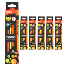 deLi 得力 霓虹三角鉛筆 HB, 72個, 粉紅色, 黃色, 綠色, 橘色