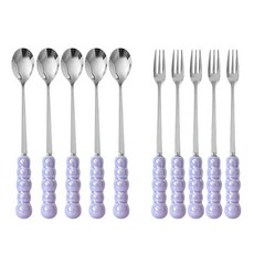 泡泡茶匙 5入 + 茶叉 5入 套組 紫色, 茶匙 5入 + 茶叉 5入, 1套