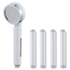 PURESOO 隱藏式濾芯蓮蓬頭+替換濾芯 4入組, 白色(蓮蓬頭), 1組