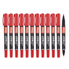 deLi 得力 雙面油性簽字筆, 紅色, 12個