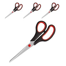 Alpha Commerce多功能辦公用不鏽鋼剪刀, 4個, 黑色