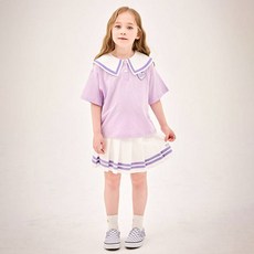 JELISPOON 女童果凍女孩領百褶裙上下裝套裝