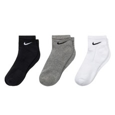 NIKE 耐吉 Swoosh 棉質時尚襪 3件組, 黑色 + 灰色 + 白色