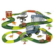 cute stone 盟石 兒童仿真恐龍軌道車玩具 168塊 恐龍運輸車 恐龍賽車 軌道, 仿真恐龍, 1組