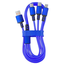 디지튜드 3in1 고속 충전 데이터 케이블, 1.2m, 블루, 1개