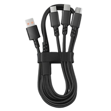 디지튜드 3in1 고속 충전 데이터 케이블, 1.2m, 블랙, 1개