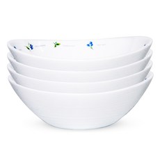 Bacile 歐式洋甘菊橢圓麥片碗, 白色, 4個