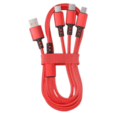 디지튜드 3in1 고속 충전 데이터 케이블, 1.2m, 레드, 1개