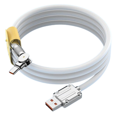 디지튜드 ᄀ자 180도 회전 고속 충전 데이터 케이블, 1개, 화이트, 1.8m