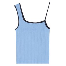 랩 여성용 배색 스퀘어 언발 니트 끈나시 AQ2KH523