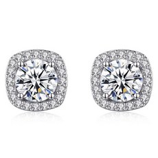 Enclair 女款方形圓形鋯石鑽石耳環