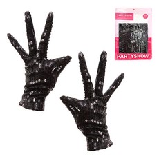 PARTYSHOW 派對亮片公主手套 雙手穿戴, 黑色, 1套