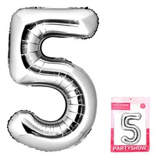 파티쇼 숫자 은박풍선 대형 5, 실버, 1개