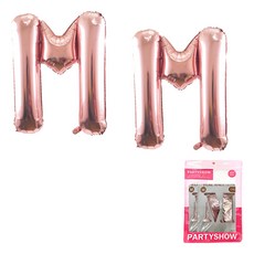 PARTYSHOW 字母鋁箔氣球 大 2入, 玫瑰金(M), 1個