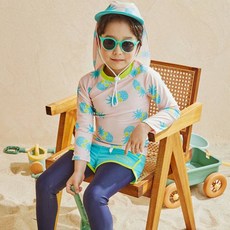 ICE SAND 兒童防曬泳衣水上緊身褲遮陽帽套組 UNU-33108