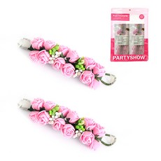 PARTYSHOW 新娘派對婚禮花朵手環 2入, 1個, 粉色