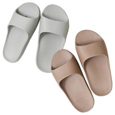 Pure EVA 低腳背柔軟浴室拖鞋 2件組, 棕色+沙灰色, 1個