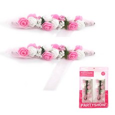 PARTYSHOW 新娘派對婚禮花朵手環 2入, 1個, 白粉色