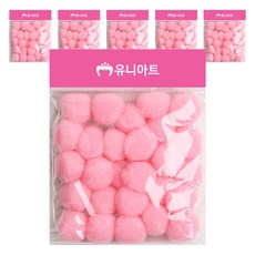 유니아트 1000 퐁퐁 25mm, 분홍, 6개