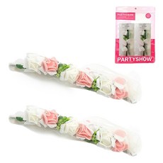 PARTYSHOW 新娘派對婚禮花朵手環 2入, 1個, 白桃色