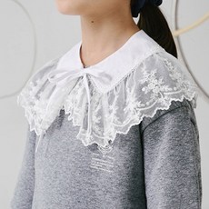 BEEN 女童用白色蕾絲荷葉邊領 BY14AL02WT