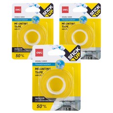 델리 양면테이프 25.4mm x 1.5m EA35201, 투명, 3개