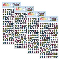 Petit Blackline 韓文設計貼紙 DA5632, 混合顏色, 4個