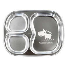 幼兒動物故事不鏽鋼3格點心盤, 1個, 混合顏色, 單品