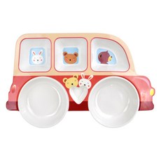公車造型塑膠餐盤 5格款, 1個, 混色, 單品