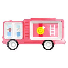 kitchen U 孩童消防車印花三格餐盤, 1個, 小吃板, 混色