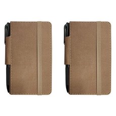 標準日誌無線筆環綁帶精裝迷你筆記本 S 2入 192張 + 3色原子筆套組, 米色, 1套