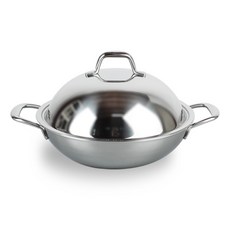 라고 인덕션 5ply 스테인레스스틸 엠보싱 전골 웍 팬, 28cm, 1개