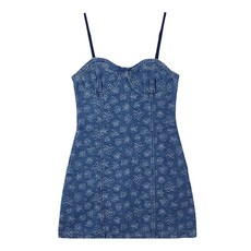 랩 여성용 플라워 패턴 뷔스티에 데님 원피스 AQ2DO561