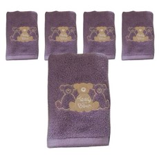 TR테디베어 트리플 테디 연사 세면타월 150g 30수, 5개, 바이올렛