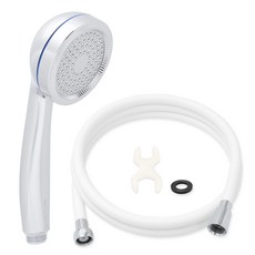 Jb JEIL BATH 鍍鉻防滴水蓮蓬頭+PVC淋浴軟管1.5m組, 白色(淋浴軟管), 1組