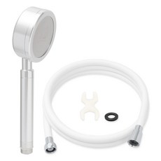 Jb JEIL BATH 鋁合金蓮蓬頭+PVC淋浴軟管1.5m組, 1組, 銀色(蓮蓬頭)+白色(淋浴軟管)