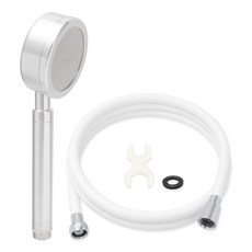 Jb JEIL BATH 鋁合金蓮蓬頭+PVC淋浴軟管2m組, 1組, 銀色(蓮蓬頭)+白色(淋浴軟管)