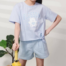 Apple Pink 女童款 2.5分 冰藍水洗牛仔褲 T402