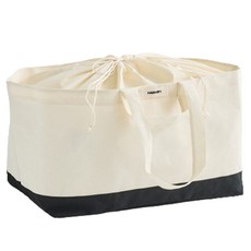 HANSSEM 雙向基本款布料收納洗衣籃, 米色 + 黑色