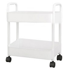 코히모 이동식 선반 핸드 트롤리, 화이트, 2단