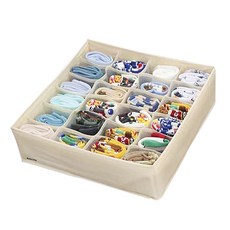 Market Plan 布質摺疊式襪子分格收納盒, 象牙白, 1個