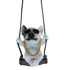 AUTO CREW Swing King Ride Edition 後視鏡裝飾 鬥牛犬公仔, 1個, 白色