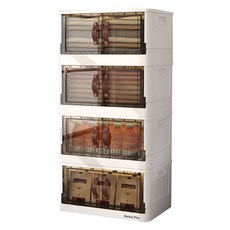 Market Plan 大容量可折疊四層收納箱組合, 透明, 中型(52 x 27 x 105 cm), 1套