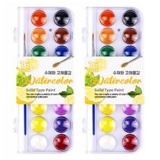 다다 수채화 고체형 팔레트 물감 White 2p, 16색