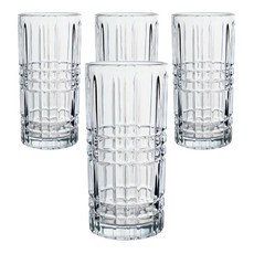 글라스코 체크조각 롱 드링크잔 350ml KTK0177D, 4개