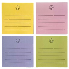 TOCTOC 微笑便條紙4款組合, 薰衣草紫, 黃色, 蘋果青檸, 粉紅色, 1套