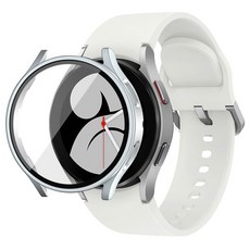 디씨네트워크 강화유리 풀커버 스마트워치 케이스 40mm, 실버, 1개