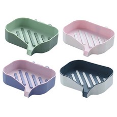 McLife 浴室瀝水肥皂盒 4件組, 綠色, 紫色, 白色, 粉紅色, 1套