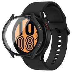 디씨네트워크 강화유리 풀커버 스마트워치 케이스 44mm, 블랙, 1개