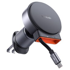 맥도도 Qi2 차량용 맥세이프 케이블 일체형 고속 무선충전 송풍구 거치대, 블랙, CH-3000